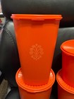Vintage Tupperware Orange Servalier Lidded Canisters Set Of  4 