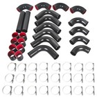 2 5  12pcs Turbo Aluminum Universal Intercooler Piping Kit   T-bolt Clamps Black