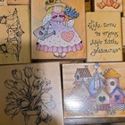 Mixed Lot Vintage Mounted Rubber Wood Stamps Floral Holiday Animals