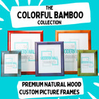 Tropical Bamboo Wood Picture Frame Coastal Colorful Decor Display For Wall Art