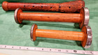 3 Antique Vintage Wooden Spools Bobbins Spindles Yarn Thread Industrial Textile