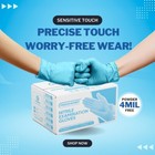 Paramount   Disposable Exam Nitrile Gloves Blue Latex powder Free 4mil 1000 Pcs