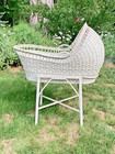 Vintage Antique Baby Bassinet Wicker Bed Stand White