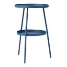 Metal Round Round 2 Tier End Patio Small Side Table For Indoor Outdoor Navy Blue