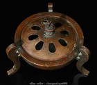 6 8   Chinese Dynasty Purple Bronze Dragon Head Incense Burner Censer Statue