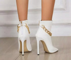 Women Peep-toe Bootie Metal Chain Ankle Boots Slim High Heels Fashion