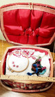 Vintage Wicker Sewing Basket Hard To Find  Embroidery Thread Lot