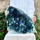 9 5lb Large Natural Agate Water Grass Quartz Slice Polishing Healing Meditation