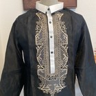 Filipino Formal Attire Barong Tagalog Xl Grey Black Ombr   Embroidery Button Up