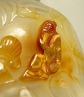 Chinese Qing Carved Agate Snuff Bottle With Integral Seated Sage Figure C 1890