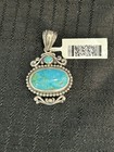 New Sterling Silver Oval Turquoise Pendant   Sterling Silver Black Onyx Pendant