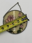 Vtg Stained Glass Sun Catcher Birds Flower Hanging Chain