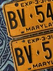 1966 Maryland License Plate Pair  Bv 5489