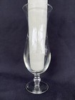 Vintage Etched Crystal Clear Glass Footed Bud Vase W  Floral Etching - 10  Tall