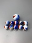 Vitro Agate Blue All Red Vintage Marbles Game Set Lot Of 11