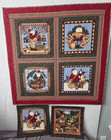 Christmas Santa Throw lap Quilt Handmade 41  X 41     2  Pillow Covers 15  X 15 