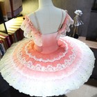 Girls Pink Ballet Tutu Dress Handmade Lace Applique Stage Costume
