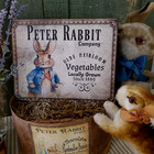 Primitive Antique Vintage Folk Style Easter Peter Rabbit Bunny 1886 Veggie Sign
