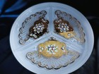 Czech Bohemia Crystal Glass - Luxury White Plate 3 Parts  30cm 12  Gold  Enamel