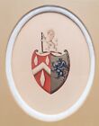 Antique Gouache And Ink Armorial Coat Of Arms Family Crest Painting Irish Scotti