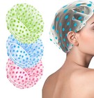 3pcs Waterproof Bath Caps Women Reusable Large Shower Caps Elastic Band Hair Hat