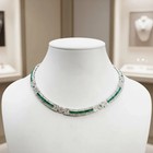 Green Baguette Cut Created Necklace  Art Deco Gemstone Necklace  Wedding Tennis