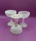 Trio Of  Vintage Alabaster white Onyx Handcarved Goblets 3 25 