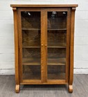 Antique Mission Arts   Crafts Quarter Sawn Oak Bookcase Display Cabinet
