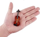 Wooden Miniature Violin With Stand  Bow And Case Mini Violin Musical Instrume   