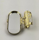 Vintage Lipstick Holder W Fold Out Mirror Red Rose Floral Flowers Gold Tone