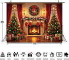 Christmas Fireplace Xmas Tree Backdrop Holiday Party Photo Background 7x5ft