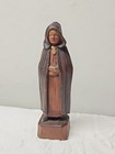 Vtg Antique Sculpted Wooden Statue Bruges Woman With Cloak Carving Wood Signed