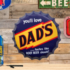 Vintage Style Dads Root Beer Soda Metal Cap Advertising Sign Man Cave Bar Decor