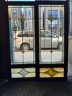 2 Antique 1920 s Chicago Bungalow Stained Glass Cabinet Doors   Windows 43x18