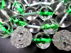 Gorgeous Molded Polka Dot Green   Clear Glass Beaded Vintage French Necklace