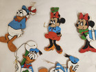 14 Disney Vintage Ornaments Mickey Minnie Donald Pluto Goofy Wood Painted