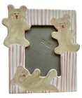 New Picture Frame Vintage Ceramic Girl Baby Photo Holder Nursery Pink White Cute