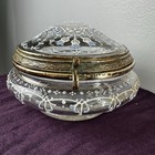 Rare Bohemian Antique Floral Enameled Glass Dresser Or Powder Box casket Hinged