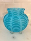 Blue Frosted Glass Vase Footed Crescent Design Fenton mt  Washington