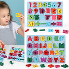 New -- Baby Kids Learning Toys Wooden Alphabet Number Puzzle Abc Letters Board