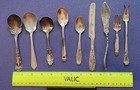 Antique Silverplate Silverware  Lot Of 9 Mismatched Spoons  Forks  Knives