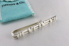 Vintage Tiffany   Co  Atlas Roman Numeral Tie Bar Clip Silver 925 W pouch