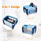 Folding Baby Crib Playpen Travel Infant Bassinet Bed Outing Net Music W bag Blue