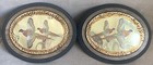 Vintage Pair Of Pheasant Plaques Brass Wood Man Cave Cabin Hunting Wall Decor