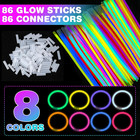 86 Pcs Ultra Bright Glow Sticks  8 Inch Glow Sticks Bulk Party Pack  Light Up St
