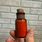 Vintage Amber Glass Bottle With Cork Stopper Mercury Poison Apothecary Pharmacy