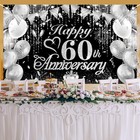 60th Anniversary Decorations Banner Black Silver 60th Diamond Wedding Anniver   