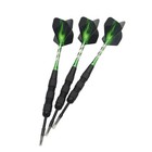 Professional Tungsten Competition Hard Darts Green Barrel Steel Tip Shafts 3pcs