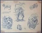 Set Of 12  Greg Irons Traditional Vintage Tattoo Flash Set Production Sheets