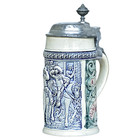 Antique German Beer Stein Ca 1890   Stoneware Lidded Mug